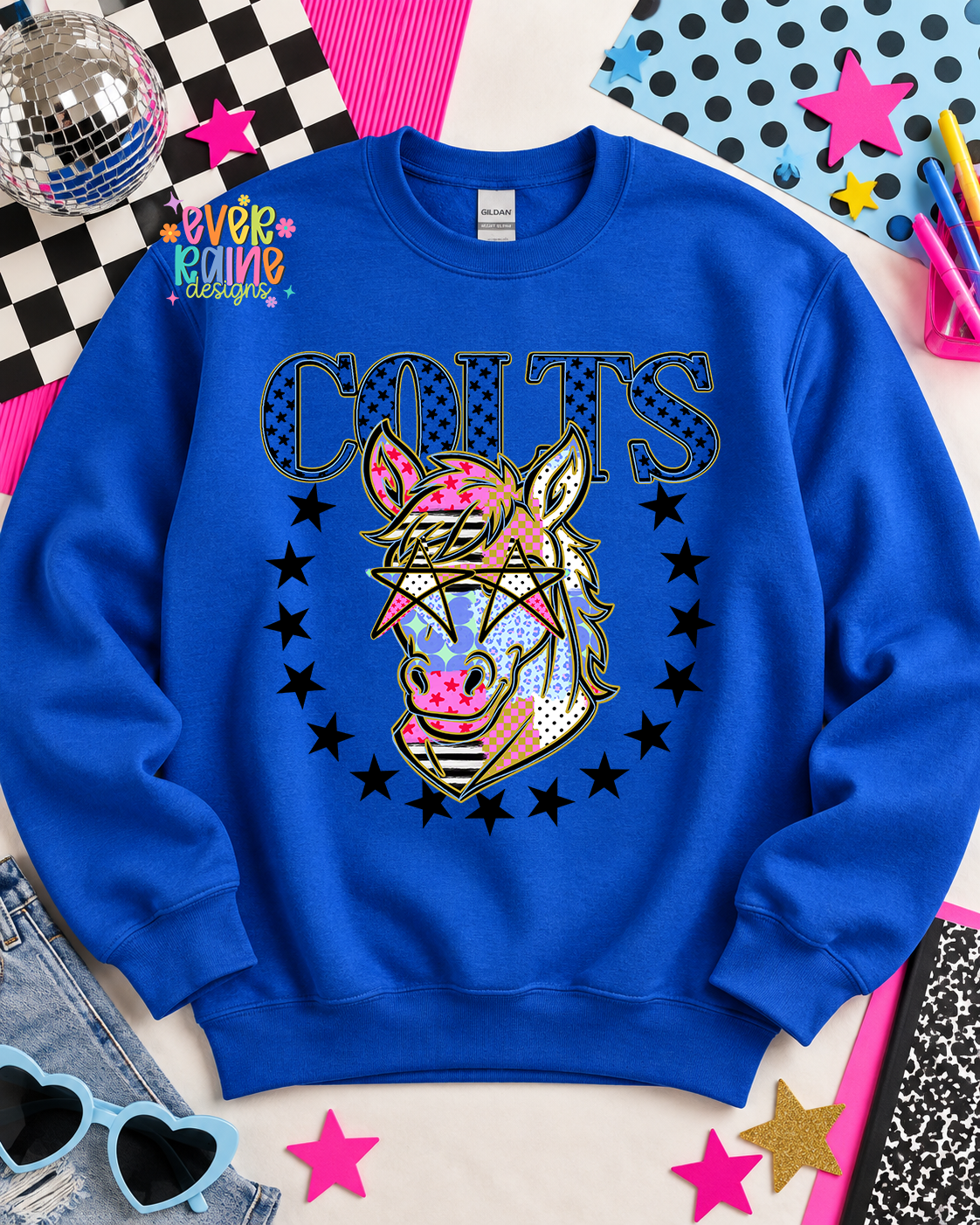 Fun Patchwork Mascot Crewneck