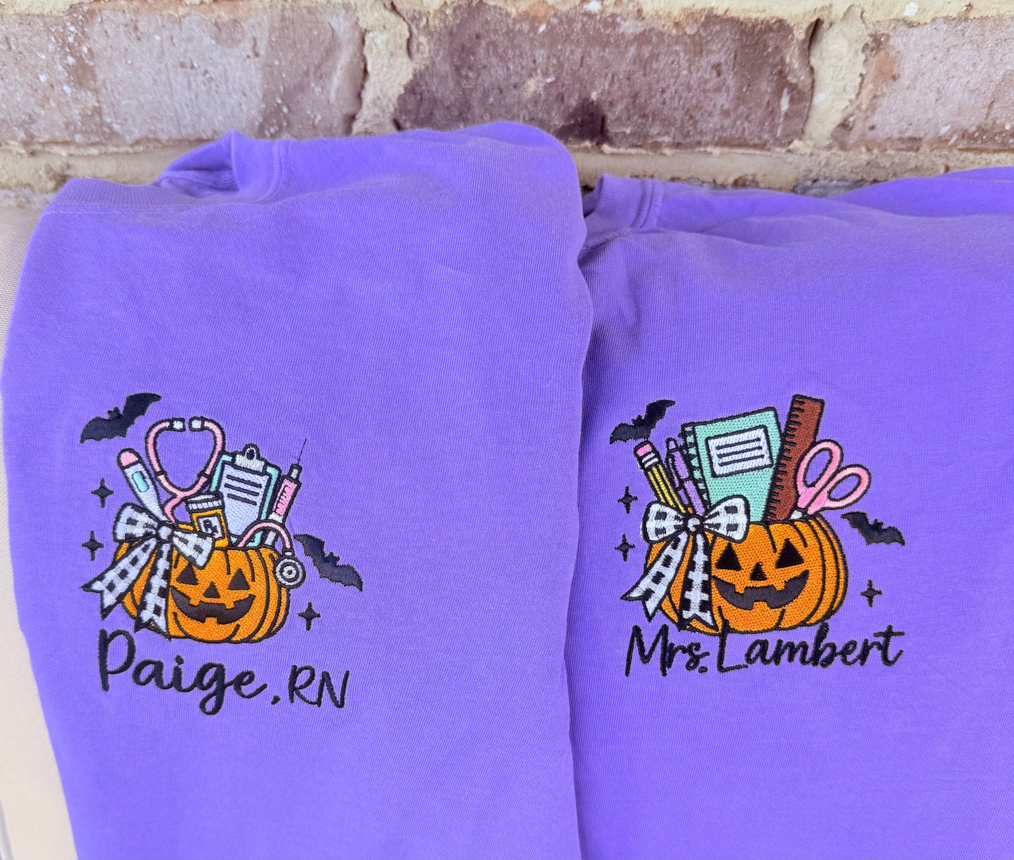 Halloween Nurse/Teacher Embroidered Tee