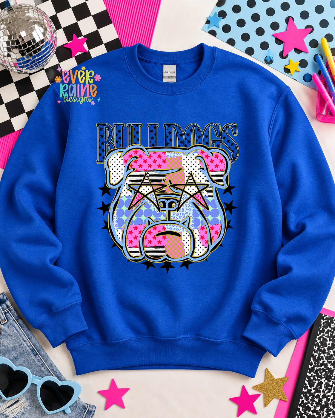 Fun Patchwork Mascot Crewneck