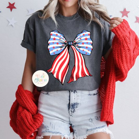 PATRIOTIC BOW GRAPHIC T-SHIRT