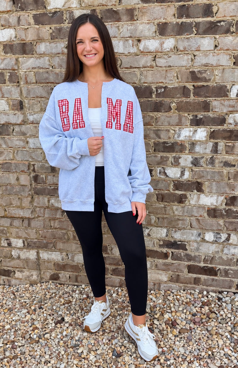 Gingham BAMA Embroidered Cardigan