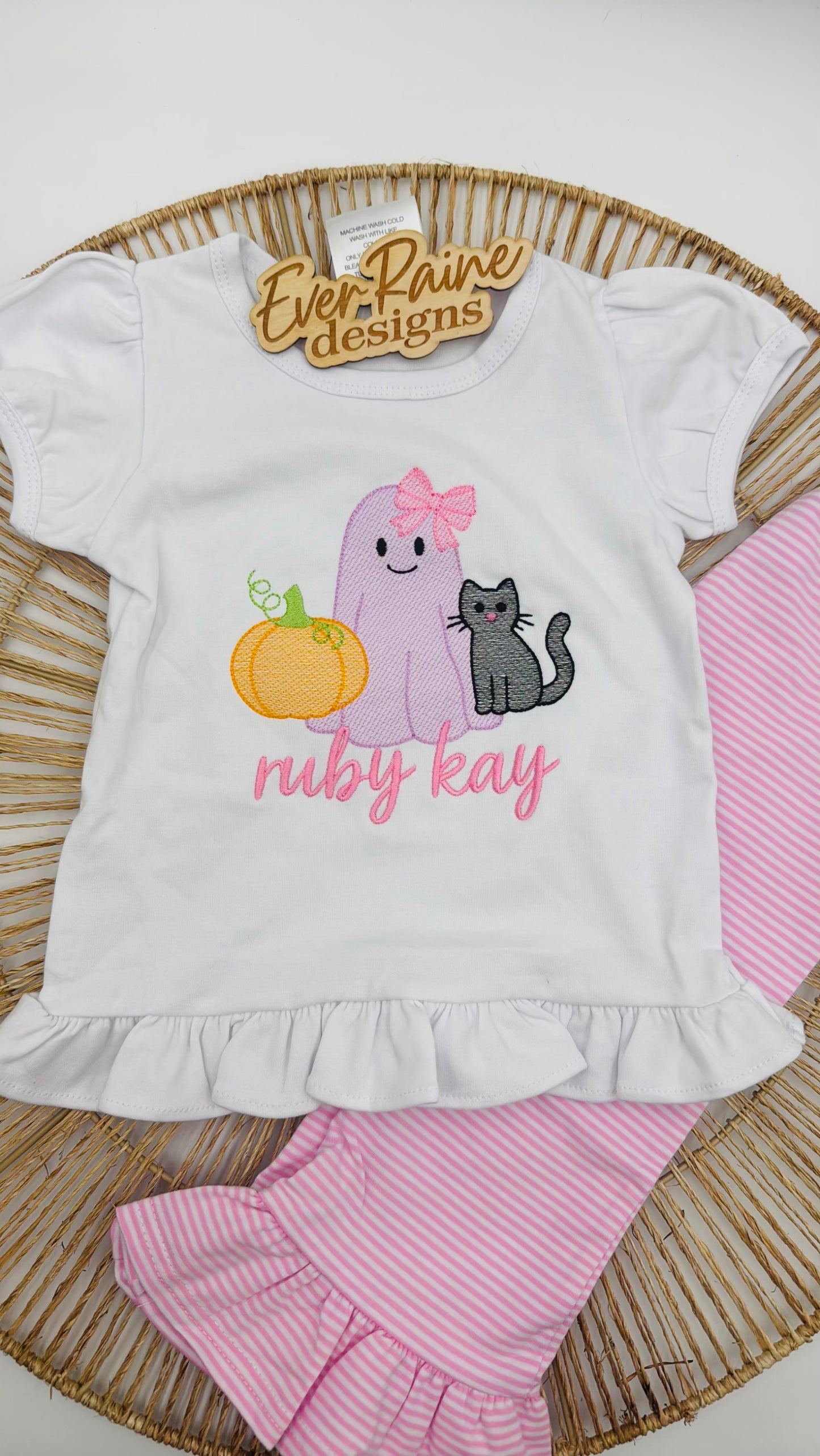 Girls Ruffled Halloween Shirt