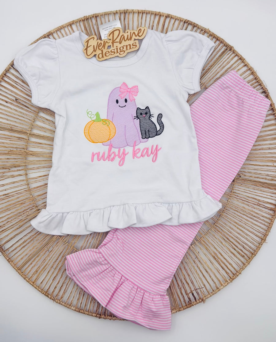 Girls Ruffled Halloween Shirt