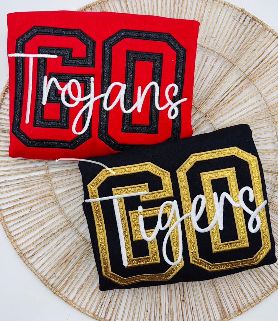 GO Team Glitter Applique Crewneck