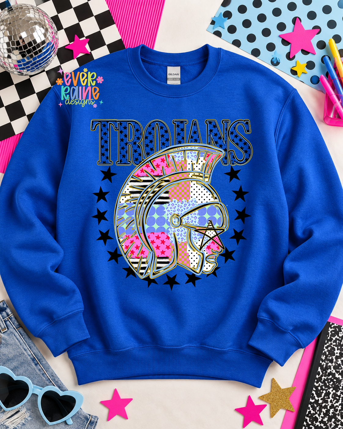 Fun Patchwork Mascot Crewneck