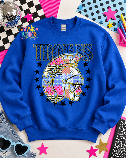 Fun Patchwork Mascot Crewneck