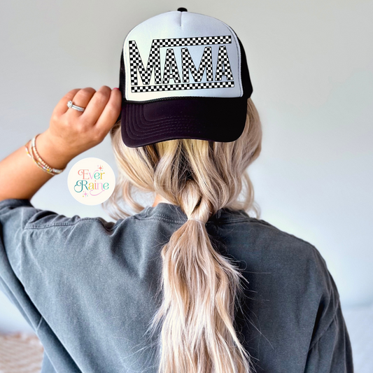 CHECKERED MAMA TRUCKER HAT