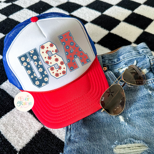 FLORAL USA TRUCKER HAT